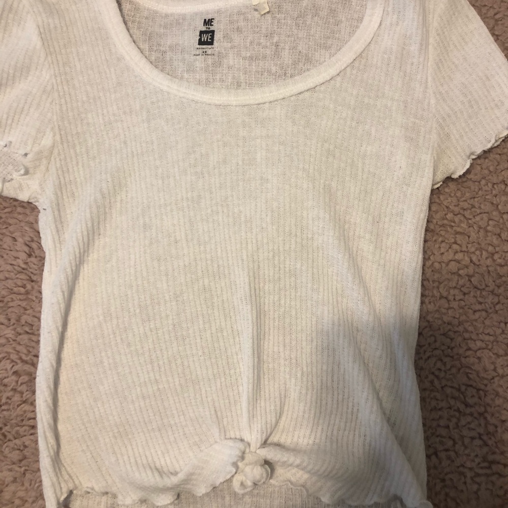 Front white tie crop top
